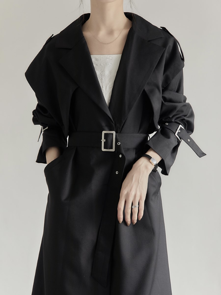 SPECIAL PRICE】 cape layered 2way coat / black amel